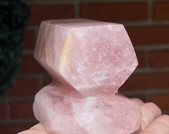 Rose Quartz Large Barrel Crystal Freeform, Natural Pink Crystal Rough & Polished from Brazil, Uniquely Shaped Rose Quartz