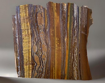 Tiger Iron Slab with Red & Yellow Metallic Colors, Front Polished Tiger Iron Tile with Hematite