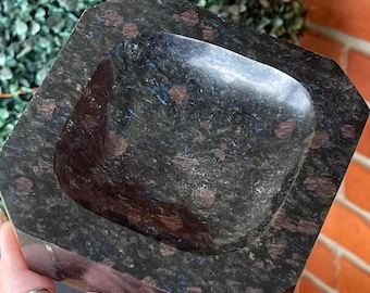 Black Tourmaline Garnet & Astrophyllite Crystal Large Heavy Bowl - 3.2 pounds