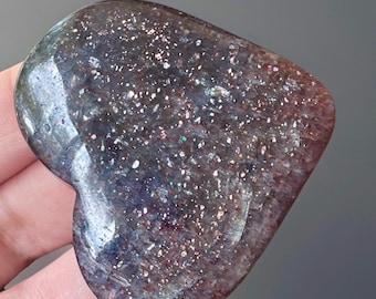 Iolite Sunstone Heart - Confetti Crystal - Natural Cordierite Specimen, Water Sapphire