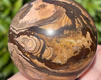 Biggs Jasper Sphere – 66 mm Scenic Painting Pattern Polished Stone from Oregon (415), Pink Chocolate Brown Jasper Crystal Ball
