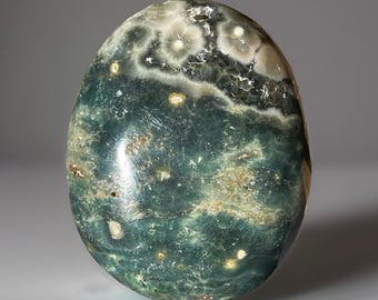 Orbicular Ocean Jasper Crystal Palmstone (74)