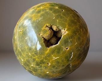 Kabamby Ocean Jasper Sphere, Marovato Vein Golden Bubble Jasper, Madagascar Orbicular Floral orb Jasper, Collectible Crystal (298)