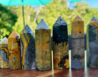 Jasper Tower, Orange and Yellow Black Point, High Quality Crystal Tower