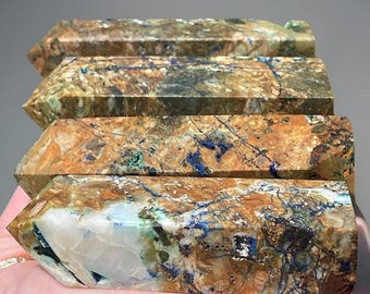 Azurite Malachite Tower - Natural Blue Green Copper Ore Obelisk - Rare Mineral Specimen - Collector's Crystal Point