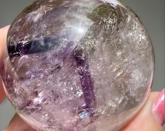 Phantom Amethyst Sphere, Gemmy rainbow Amethyst Polished Crystal