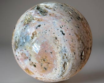8th Vein Pink Ocean Jasper Sphere with druzy, Collectors Madagascar Bubble Ocean Jasper - No.460
