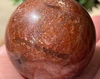 Arusha Sunstone Large Sphere • Rainbow Confetti and Silver Flash Golden Sunstone • AAA Rare HQ Crystals