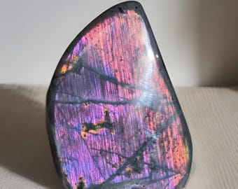 Labradorite Statement Freeform with Amazing Purple Pink Orange Flash and Rainbow meteor shower confetti - #28