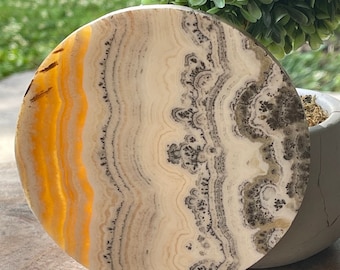 Dendritic Orange Calcite Big Slab, Honey Orange Calcite plate, Calcite Crystal gifts, home decor