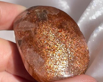Arusha Sunstone Palmstone packed with Confetti on all sides • AAA Top Grade Collectors Sunstone with Smoky • Large Polished Golden Crystal
