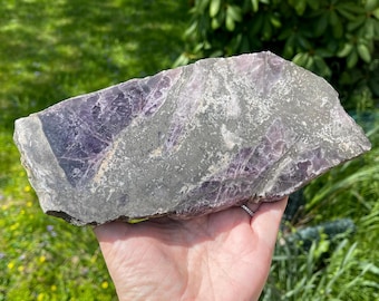 Amethyst Pyrite XL Crystal Slab -9.5 inches, Lapidary natural stone plate