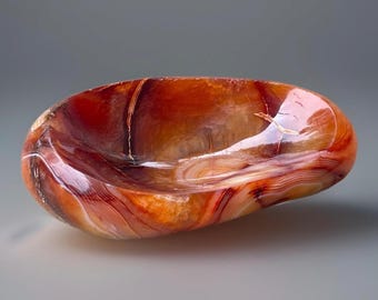 Carnelian Agate Crystal Bowl 5 inch, Red Agate Gemstone Home Decor