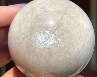 White Moonstone Sphere, Natural Blue Flashy  Moonstone Orb - 61mm