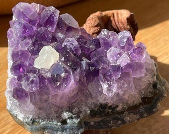 Amethyst & Calcite Cluster, Uruguayan Natural Amethyst Crystal Specimen (481)