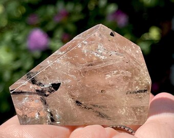 Black Tourmaline in Smoky Quartz Freeform – Tourmalinated Quartz | Rutile Quartz Crystal | Natural Crystal for Display or Gifting
