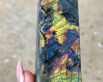 Purple Gold Pink Flash Labradorite Tower | Home Decoration |Mineral specimens | ReikiHeal |Crystal Gifts,Energy crystals
