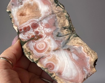 Pink Lace Banded Agate from Turkey –  Collector Crystal, Natural Agate Slab Specimen, Agate Freeform Slice