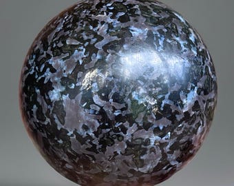Indigo Gabbro Sphere from Madagascar Polished Crystal, Mystic Merlinite Sphere, Shimmery Violet and Black Crystal Ball