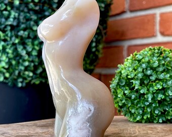 Flower Agate Big Goddess, Large Lady Body Crystal Carving Statue No.42