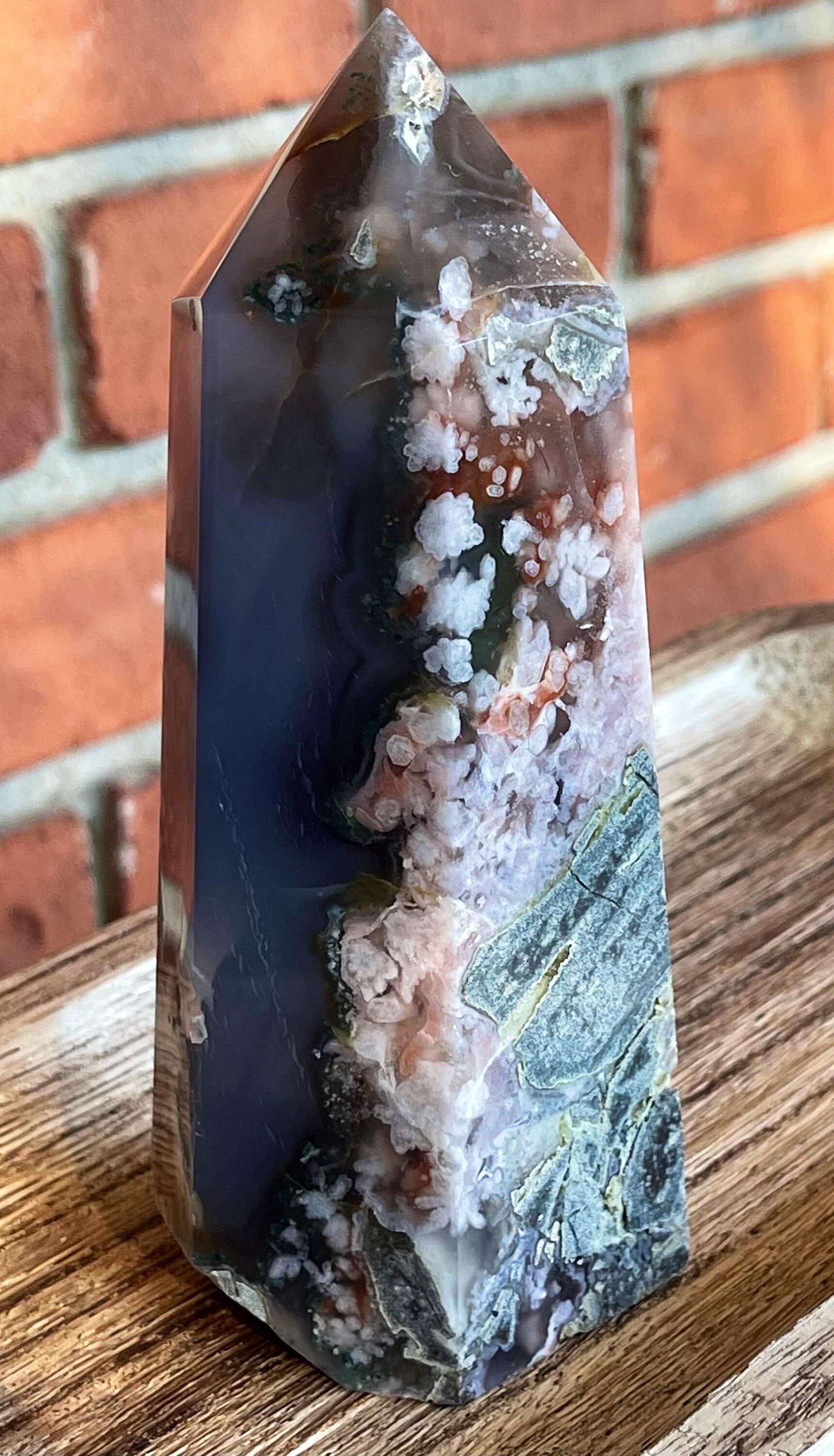 Black Flower Agate Big Tower Flower Agate Point Home Decoration