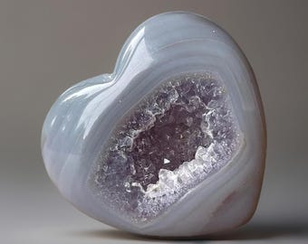 Amethyst Agate Heart - Purple Druzy Natural Crystal Gift