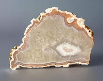 Agate from Turkey with Lime Quartz –  Collector Crystal, Natural Agate Slab Specimen, Agate Freeform Slice Cubuk Ankara Susuz Turkey (237)