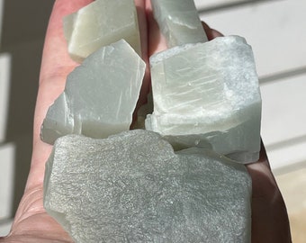Green Moonstone High Quality RAW | Silky Sage Green Moonstone Rough | AAA Grade Crystal Gifts | HQ Incredible Rare Crystal Find