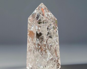 Crackle Clear Quartz Tower - No.22 • Unique Sparkly Crystal Point • Gemstone gift