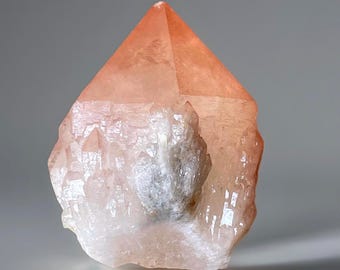 Red Quartz Cupcake Point from Tibet, Rare Natural Red Phantom Quartz Mineral Specimen - New Find