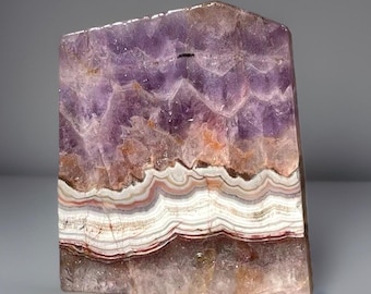 Amethyst Lace Agate Slab, Polished Gemstone Slice with Rainbows, HQ Crystal Stone Slice, Natural Purple Amethyst Mexican Agate