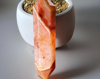 Carnelian Double Point - Large Carnelian Agate Crystal DT