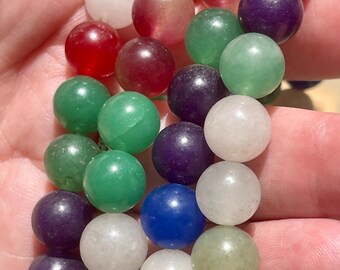 Multi Colored Agate Bead Bracelet - 10mm, Dyed Agate Stone Crystal Bracelet, Rainbow Stacking Jewelry, Layering Stretch Bracelet