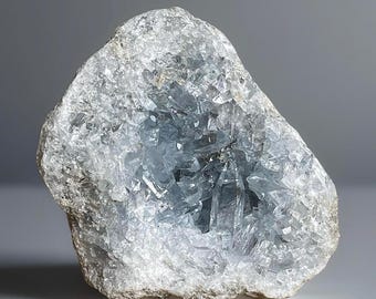 Blue Celestite Cluster Geode From Madagascar, Terminated Gemmy Celestite Specimen