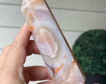 White Carnelian Flower Agate Tower - No. 71 - Sacral Chakra