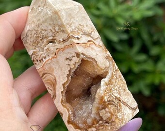 Chocolate Calcite Tower with druzy - #72