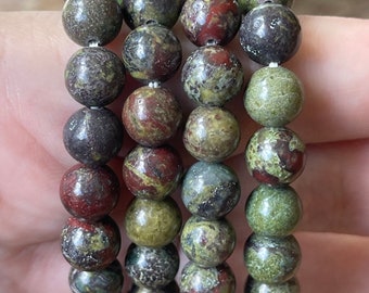 Dragon Blood Epidote Red Jasper 8mm Beaded Bracelet