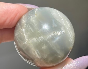 Sage Grey Jelly Moonstone Sphere, Energy Crystal, Natural Silky Moonstone Ball, Meditation Energy Crystal Rocks