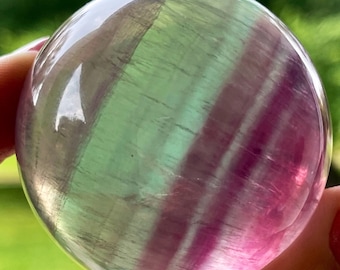 Candy Fluorite HQ Sphere , Blue, Teal Fluorite Ball, Crystal Sphere