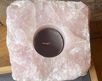 Rose Quartz XXLarge Specimen Candle or Sphere Holder, Premium Pink Quartz Rough Crystal from Madagascar, Natural Unpolished Rock (11)