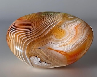 Sardonyx Crystal Palmstone, Carnelian Onyx Polished Stone, Unique Geometric Crystals