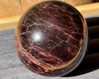 Almandine Garnet XLarge Sphere, Rare Collectors Crystal Statement Ball, Natural Garnet Sphere with Pink flash (415)