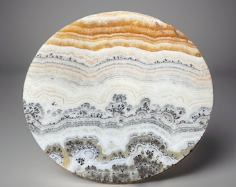 Dendritic Orange Calcite Large Round Slab, Honey Orange Calcite plate, Calcite Crystal for gifts & home decor