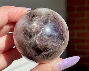 Plume Sagenite Agate Sphere – Rare Sagebite Agate Crystal Ball #33 | Black & White Plume Agate | Unique Collector’s Crystal Sphere