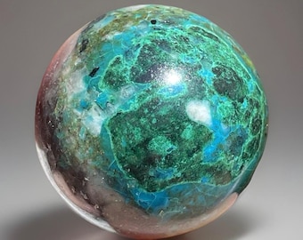 Chrysocolla in Quartz High Quality Sphere, Quantum Quattro Crystal Ball (476)