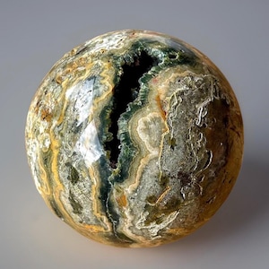 Orbicular Ocean Jasper Sphere, Natural Large Unique Madagascar Jasper Crystal Ball, Kabamby Jasper Statement Sphere