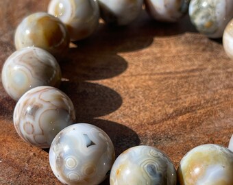 8th Vein Ocean Jasper Bracelet XL beads. Orbicular Ocean Jasper, old stock, collectors edition