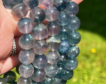 Blue Fluorite Bracelet, Fluorite beads 10 mm