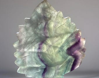 Blue Fluorite Handcarved Crystal Leaf (92)