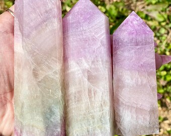 Silky Fluorite Tower , Large Silk Fluorite Point , Lavender Fluorite Crystal